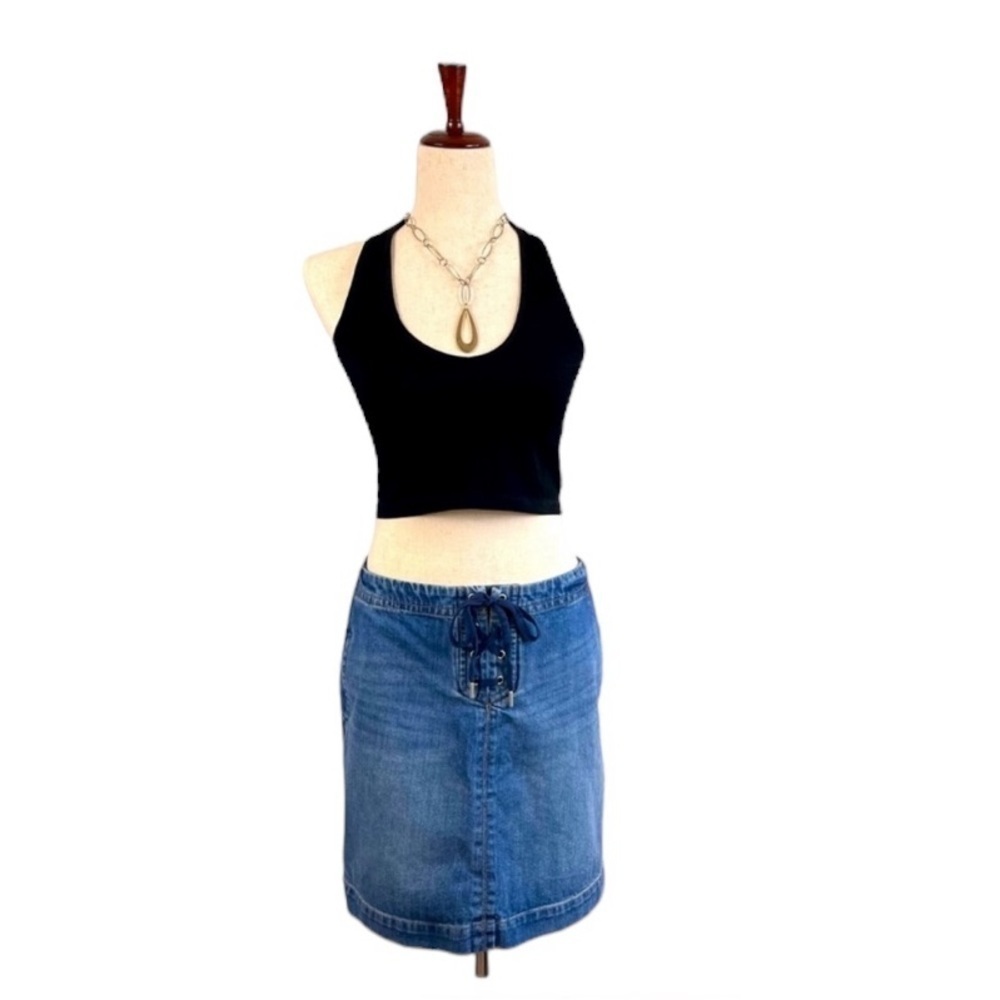 Loft Denim Skirt Lace Up Front. Size 6 #135 - Picture 4 of 7